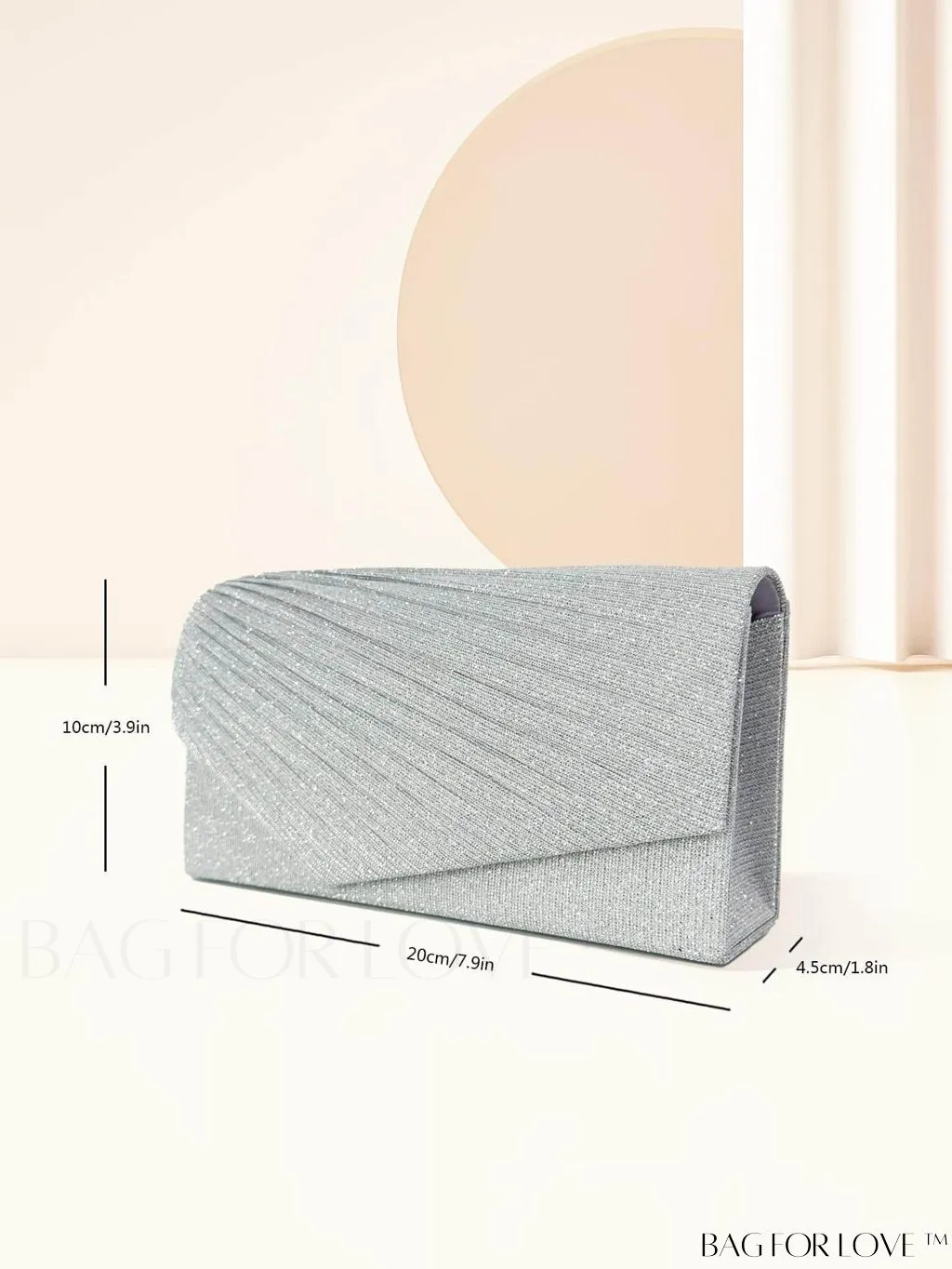 BagForLove - Compact Glitter Envelope Bag with Elegant Pleated Accent