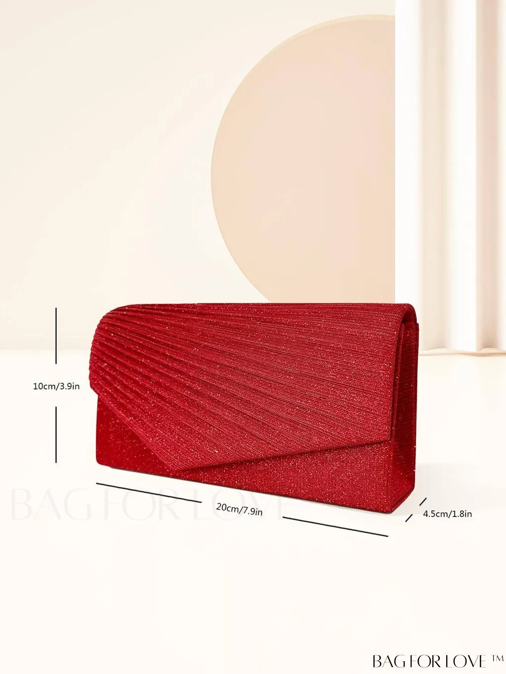 BagForLove - Compact Glitter Envelope Bag with Elegant Pleated Accent