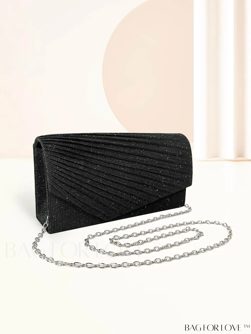 BagForLove - Compact Glitter Envelope Bag with Elegant Pleated Accent