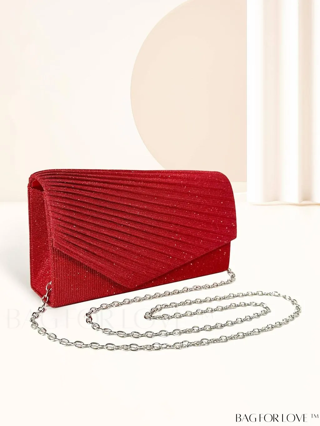 BagForLove - Compact Glitter Envelope Bag with Elegant Pleated Accent