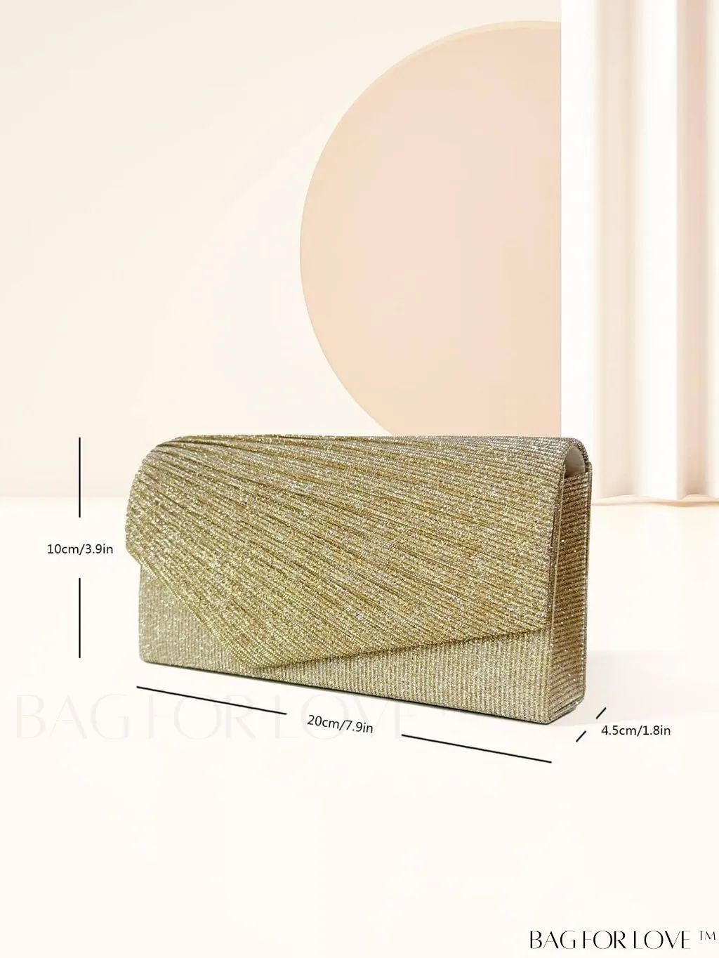 BagForLove - Compact Glitter Envelope Bag with Elegant Pleated Accent