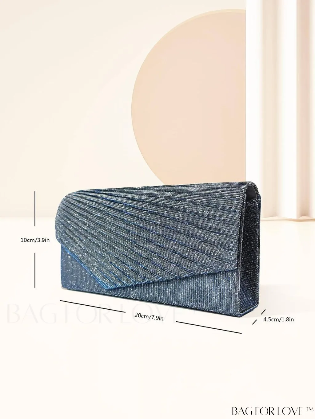 BagForLove - Compact Glitter Envelope Bag with Elegant Pleated Accent