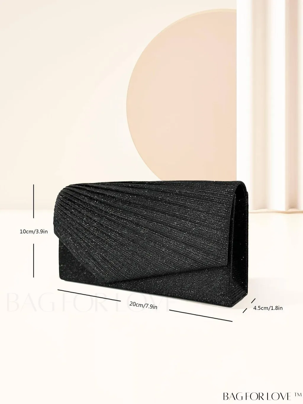 BagForLove - Compact Glitter Envelope Bag with Elegant Pleated Accent