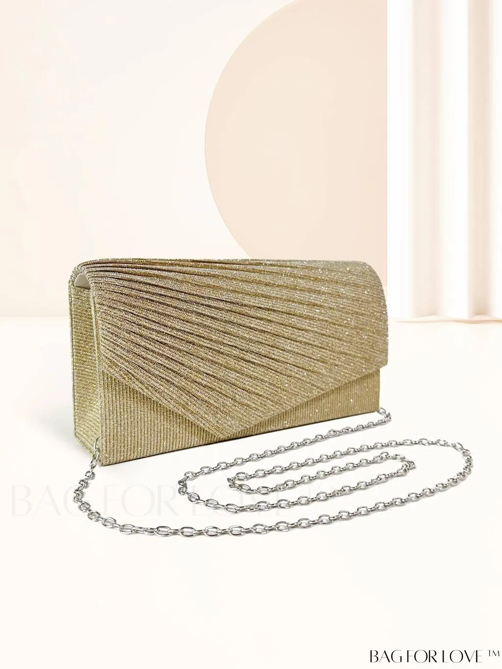 BagForLove - Compact Glitter Envelope Bag with Elegant Pleated Accent
