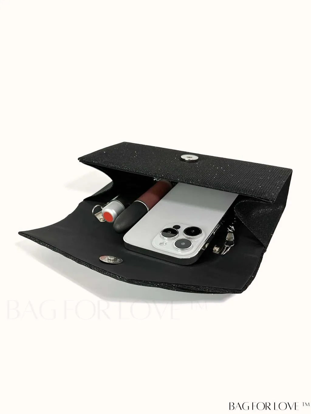BagForLove - Compact Glitter Envelope Bag with Elegant Pleated Accent