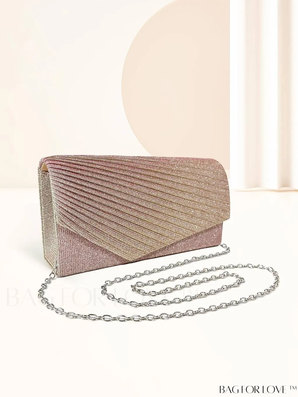 BagForLove - Compact Glitter Envelope Bag with Elegant Pleated Accent