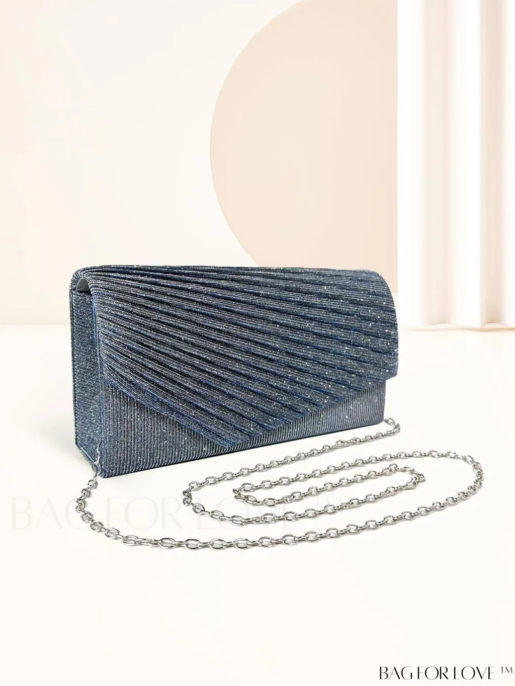 BagForLove - Compact Glitter Envelope Bag with Elegant Pleated Accent