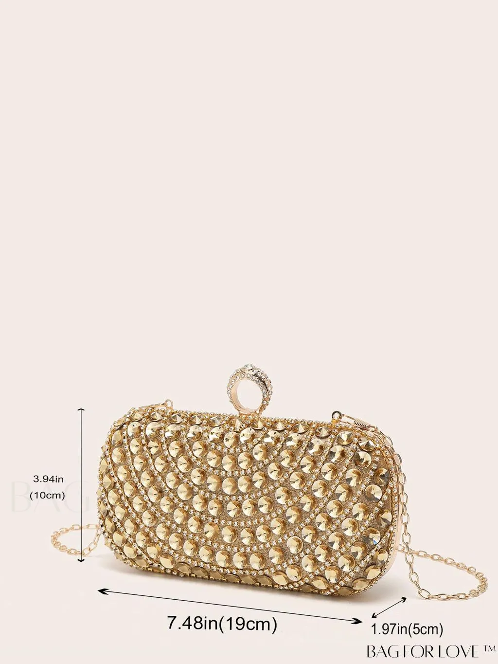 BagForLove - Compact Rhinestone-Embellished Evening Bag Featuring Metal Chain Strap