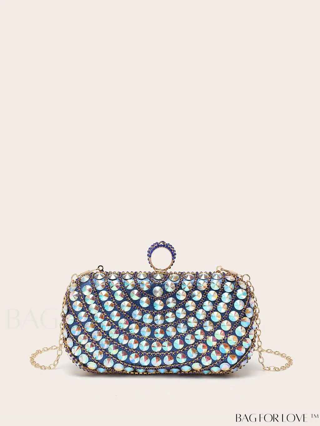 BagForLove - Compact Rhinestone-Embellished Evening Bag Featuring Metal Chain Strap
