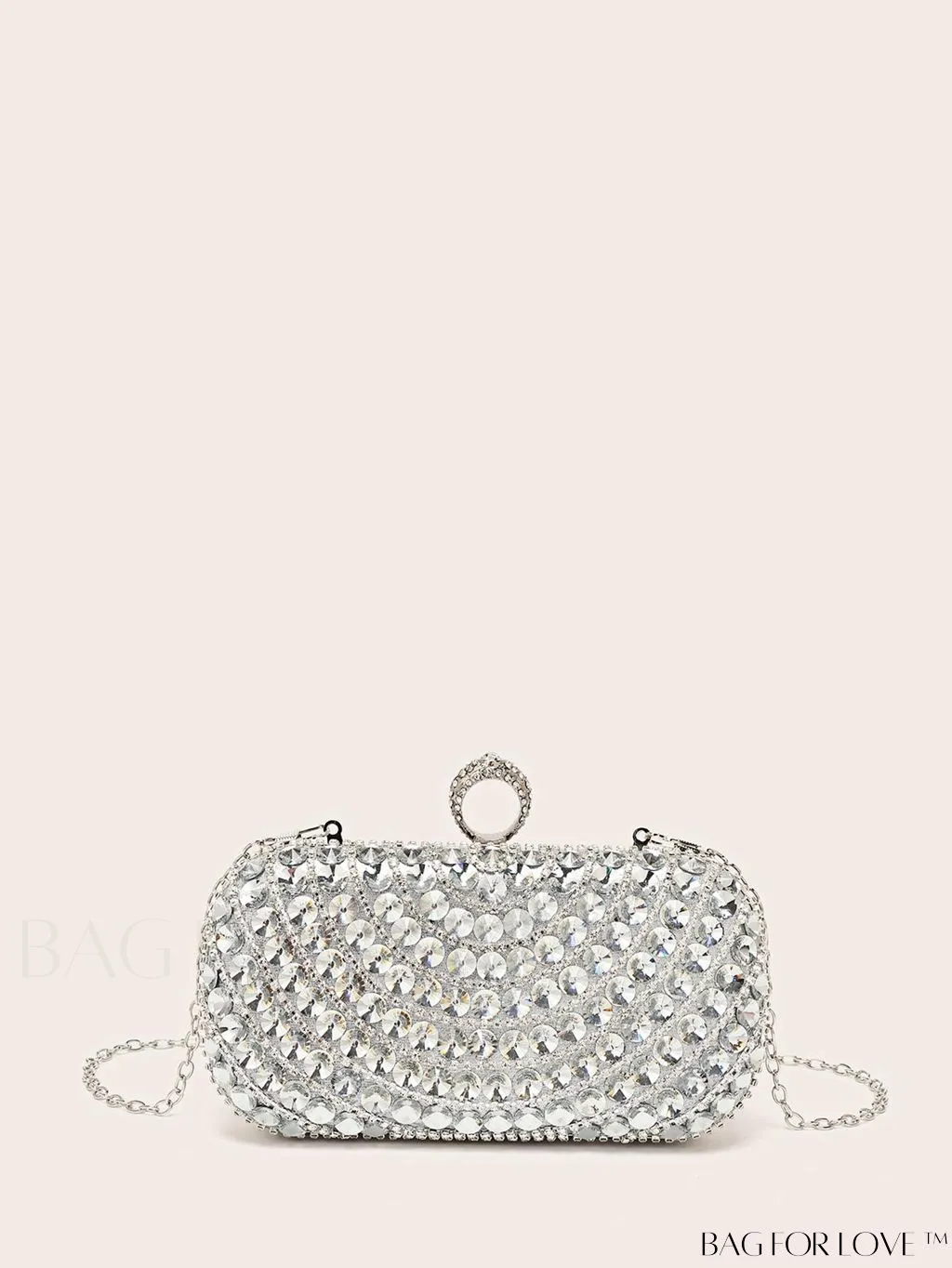 BagForLove - Compact Rhinestone-Embellished Evening Bag Featuring Metal Chain Strap