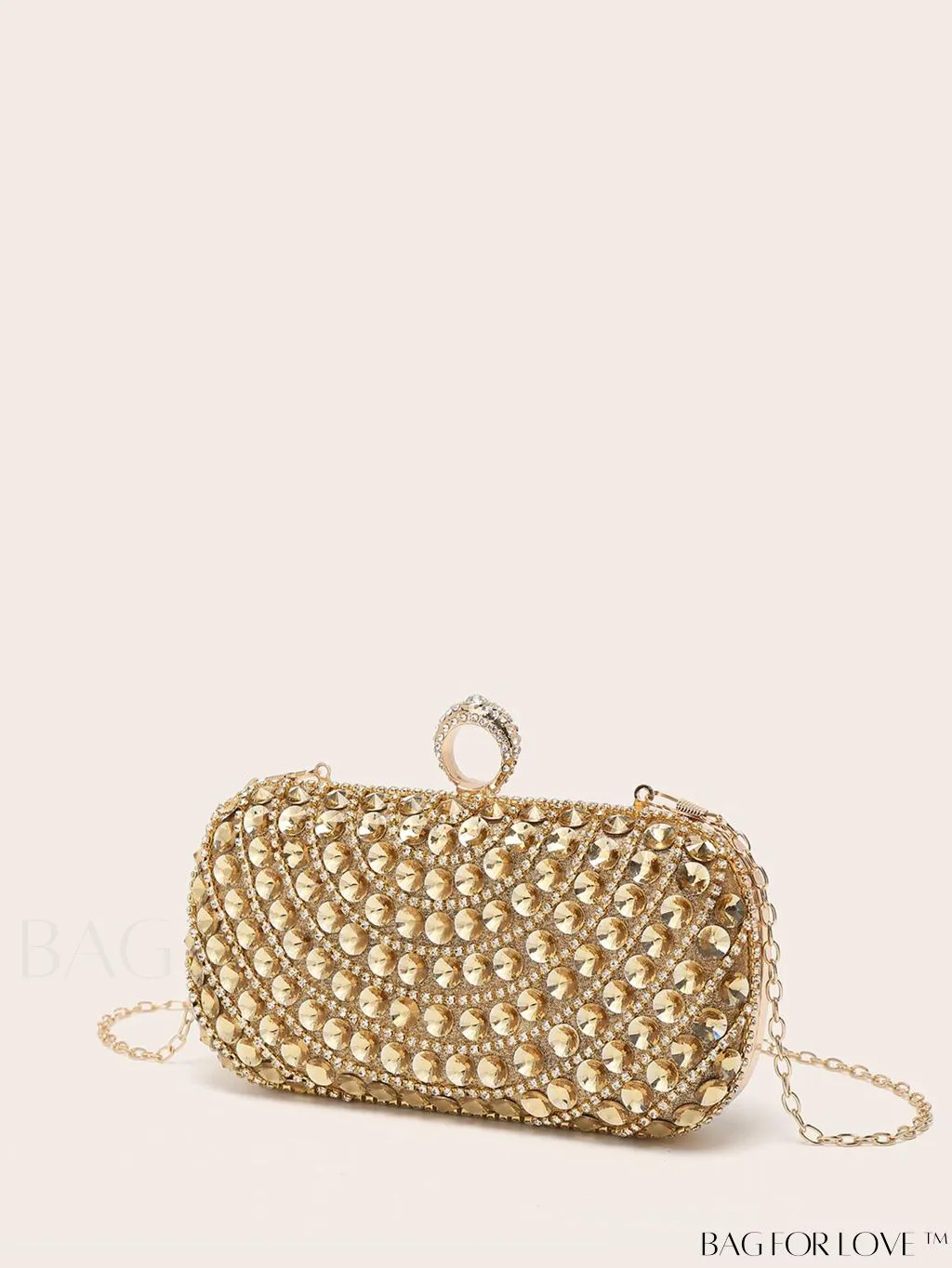BagForLove - Compact Rhinestone-Embellished Evening Bag Featuring Metal Chain Strap