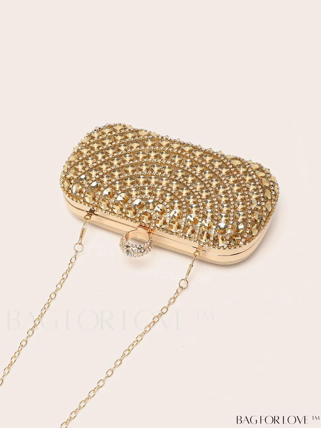 BagForLove - Compact Rhinestone-Embellished Evening Bag Featuring Metal Chain Strap