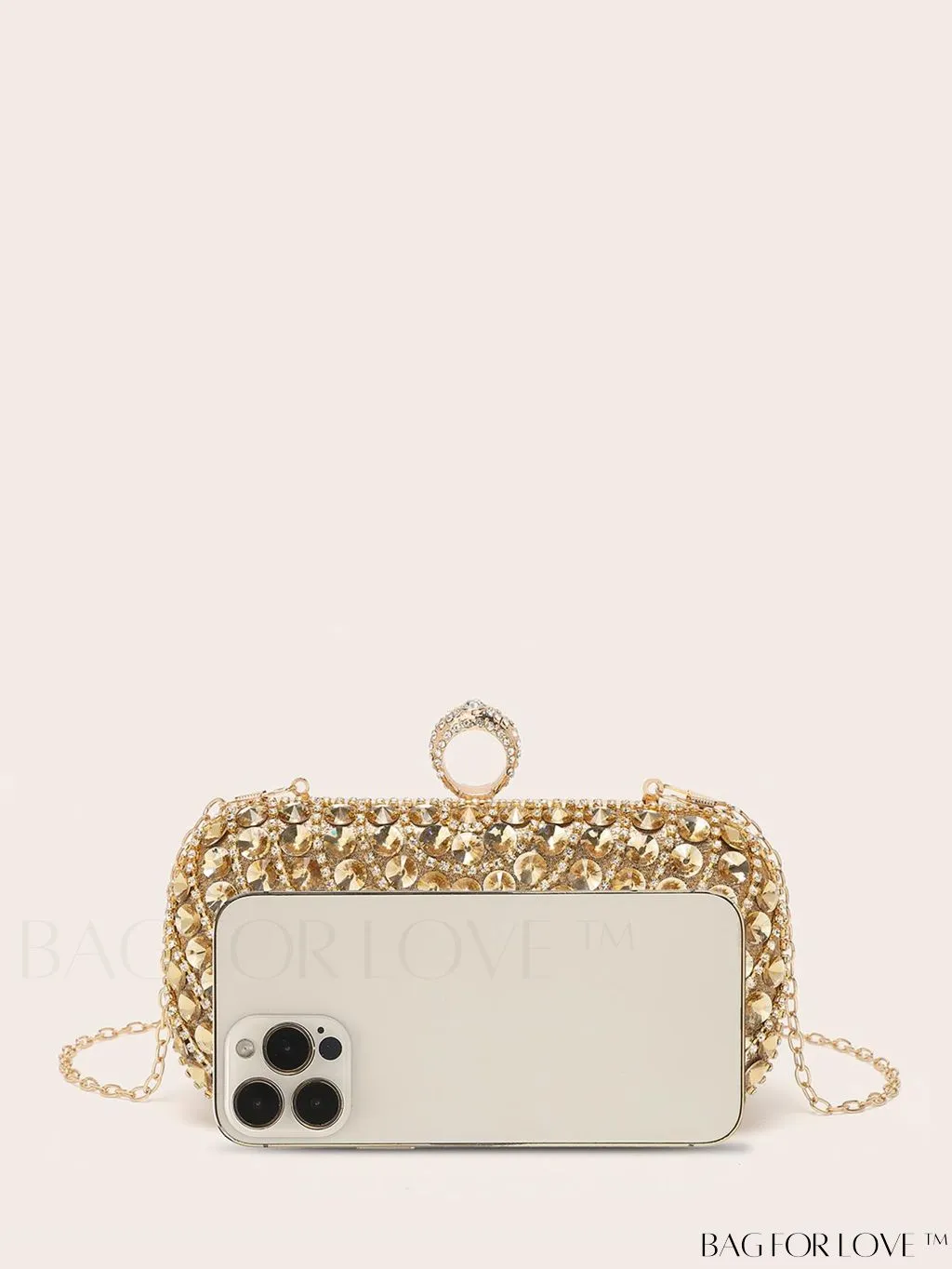 BagForLove - Compact Rhinestone-Embellished Evening Bag Featuring Metal Chain Strap