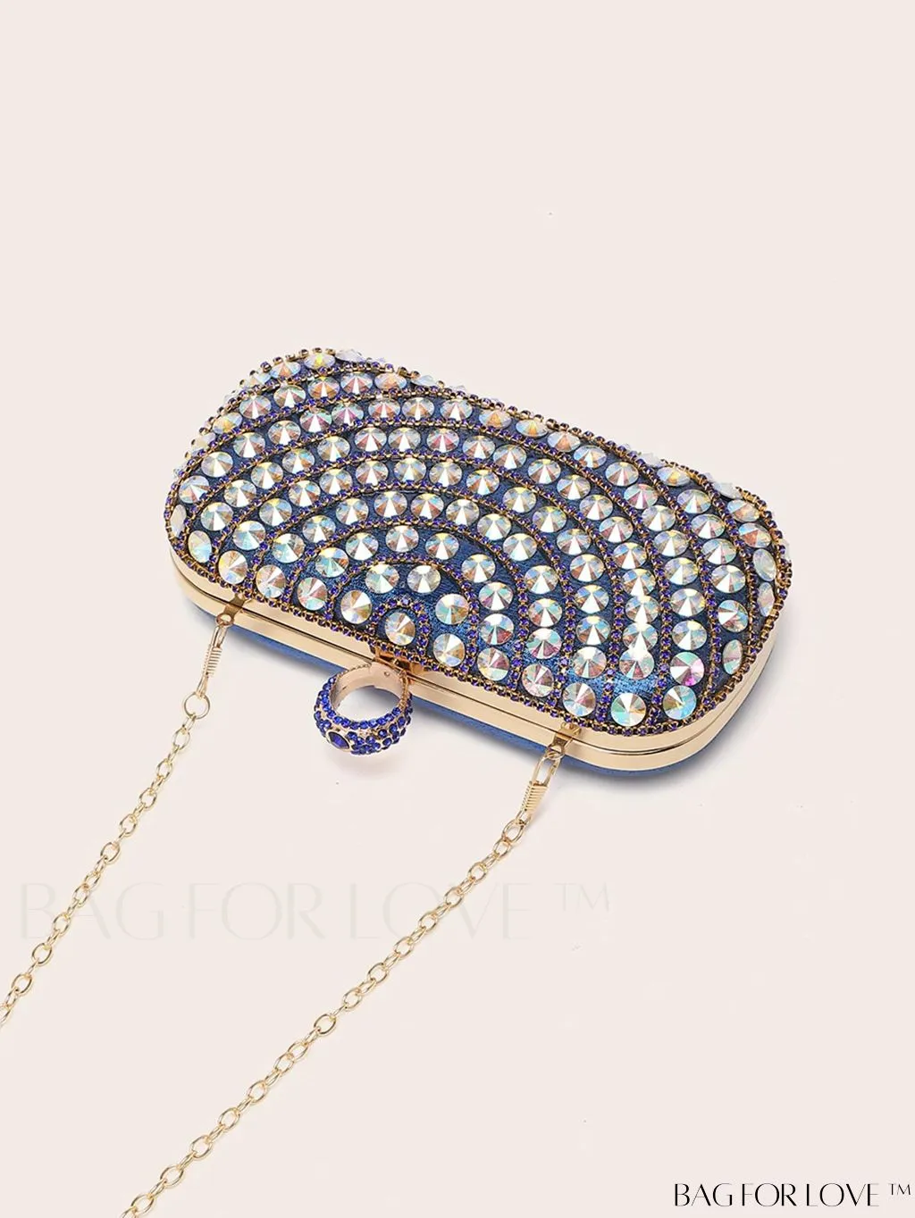 BagForLove - Compact Rhinestone-Embellished Evening Bag Featuring Metal Chain Strap
