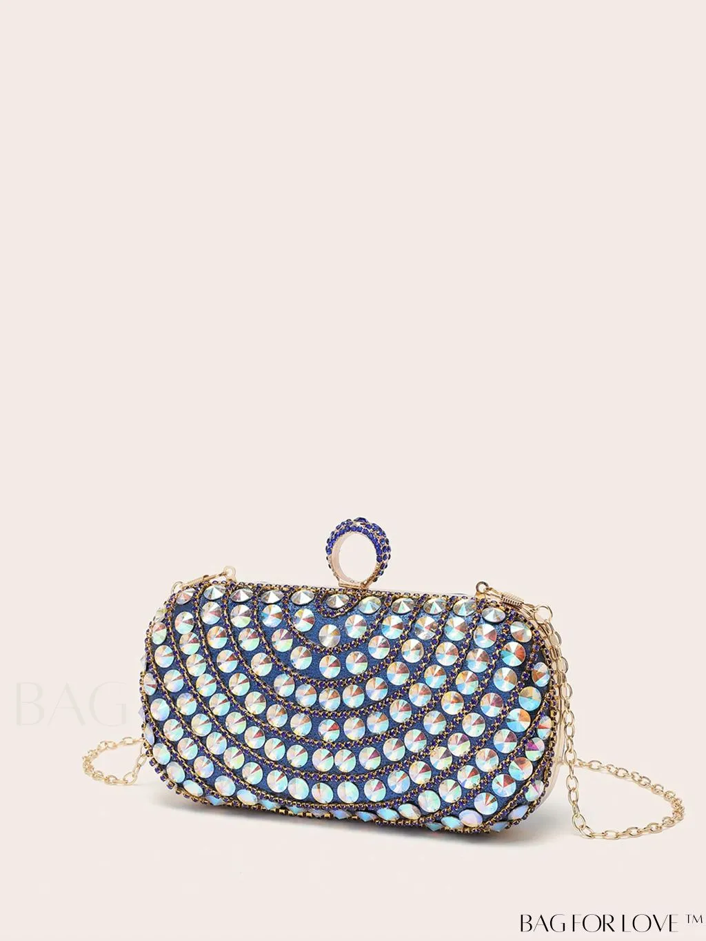 BagForLove - Compact Rhinestone-Embellished Evening Bag Featuring Metal Chain Strap