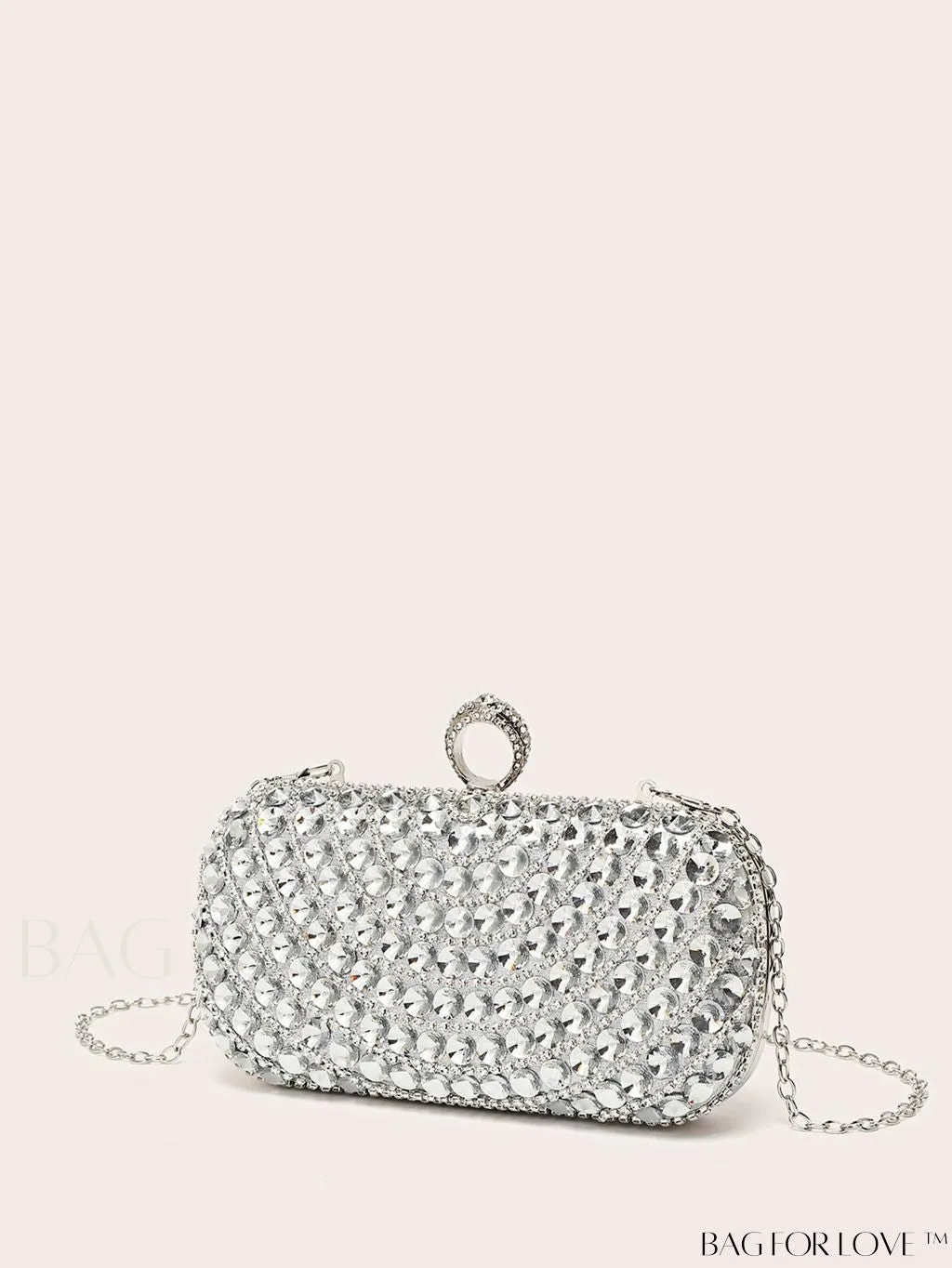 BagForLove - Compact Rhinestone-Embellished Evening Bag Featuring Metal Chain Strap
