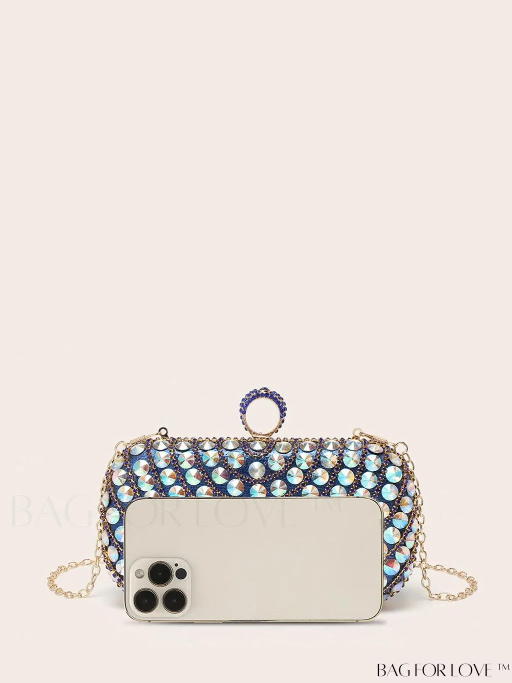 BagForLove - Compact Rhinestone-Embellished Evening Bag Featuring Metal Chain Strap