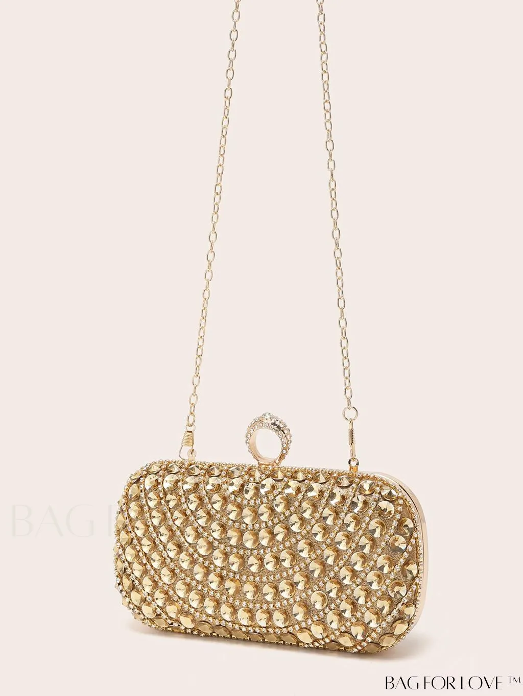 BagForLove - Compact Rhinestone-Embellished Evening Bag Featuring Metal Chain Strap