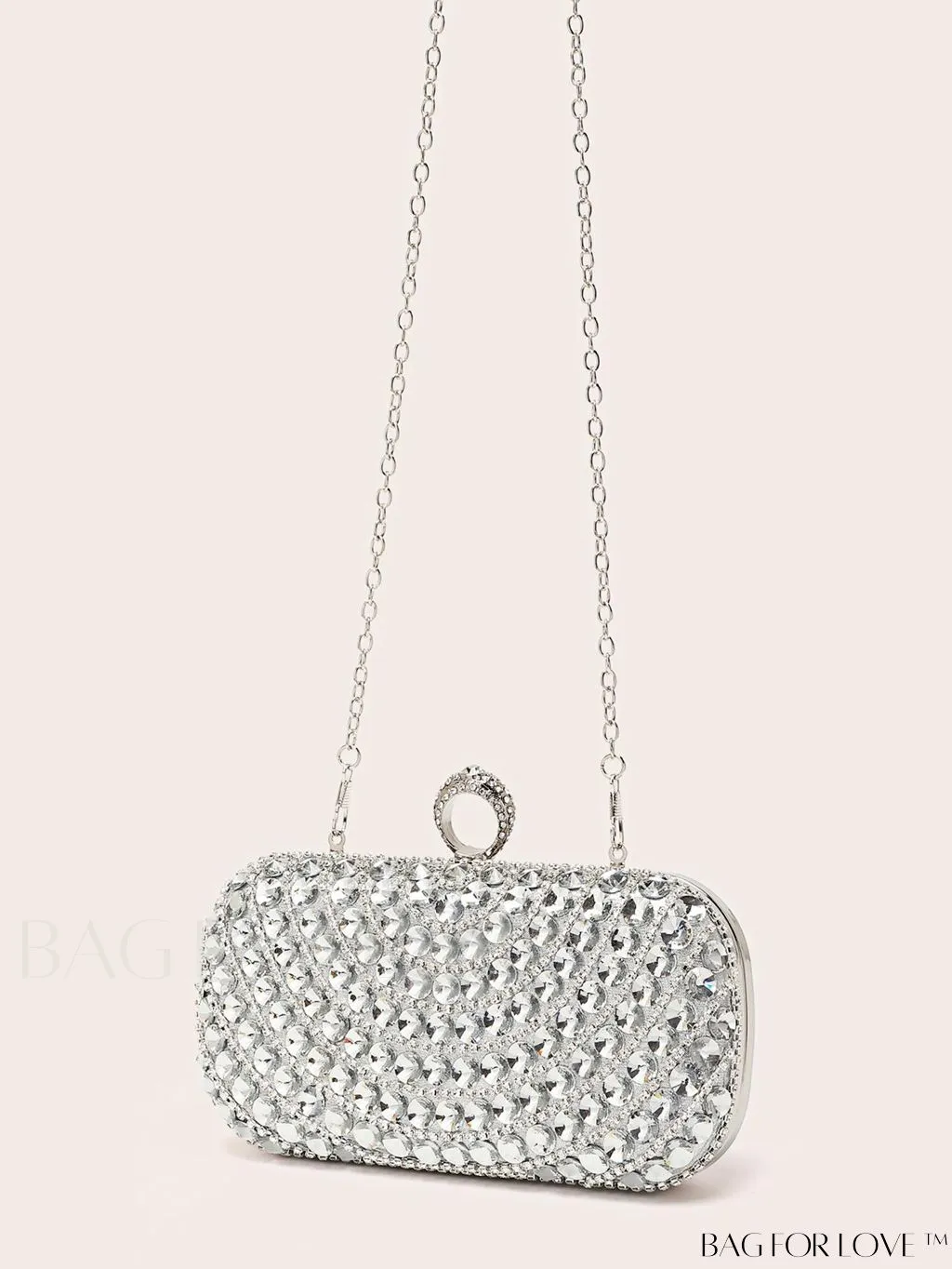 BagForLove - Compact Rhinestone-Embellished Evening Bag Featuring Metal Chain Strap