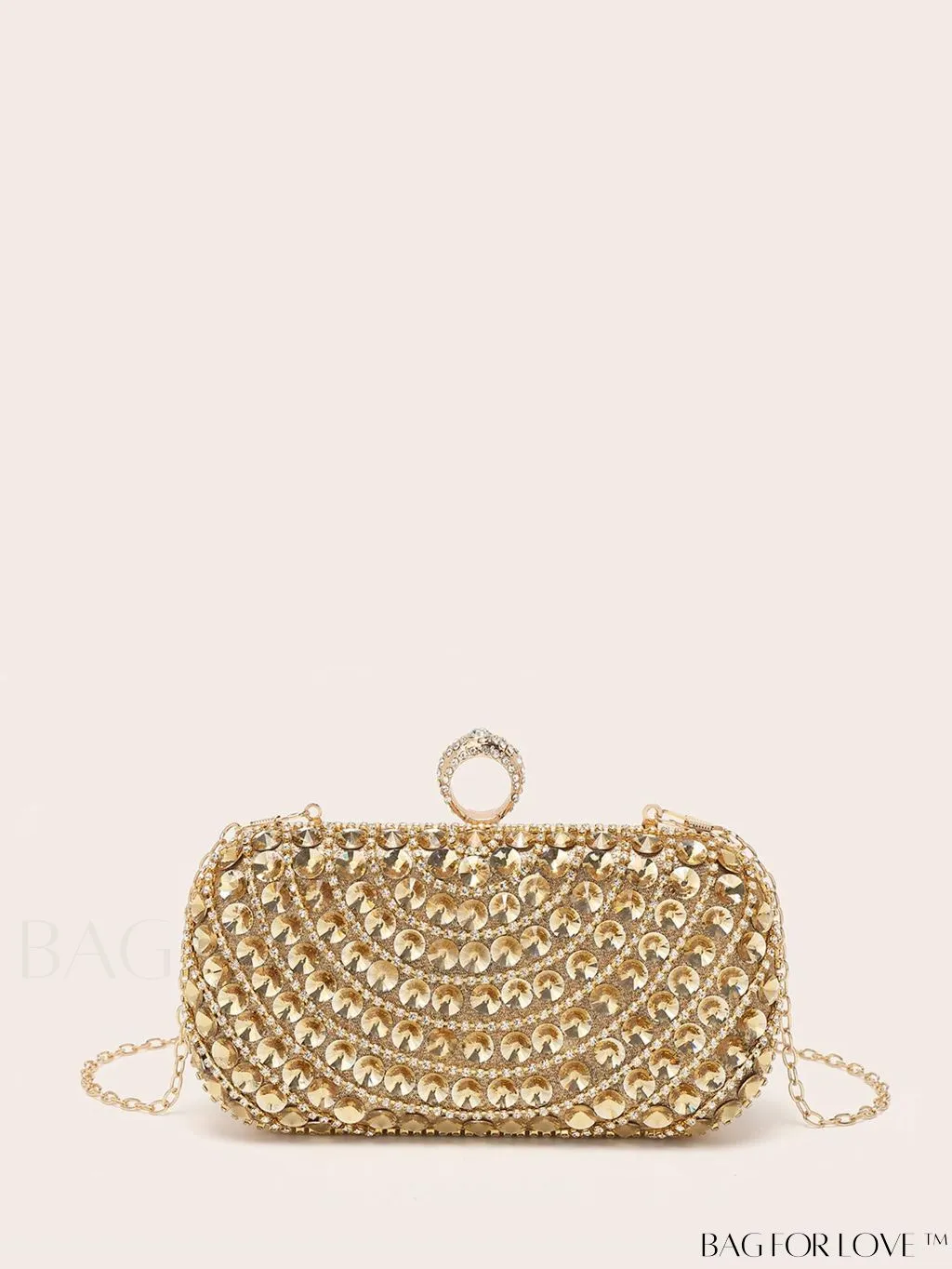 BagForLove - Compact Rhinestone-Embellished Evening Bag Featuring Metal Chain Strap