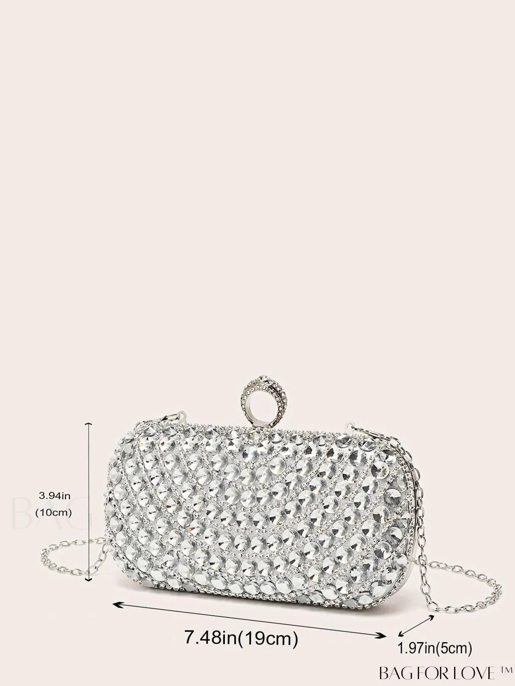 BagForLove - Compact Rhinestone-Embellished Evening Bag Featuring Metal Chain Strap