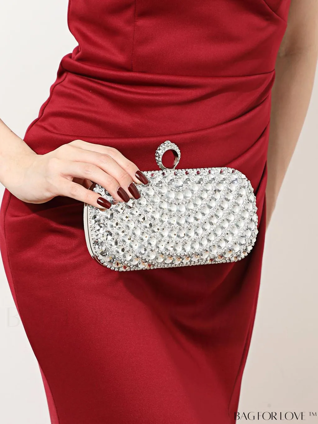 BagForLove - Compact Rhinestone-Embellished Evening Bag Featuring Metal Chain Strap