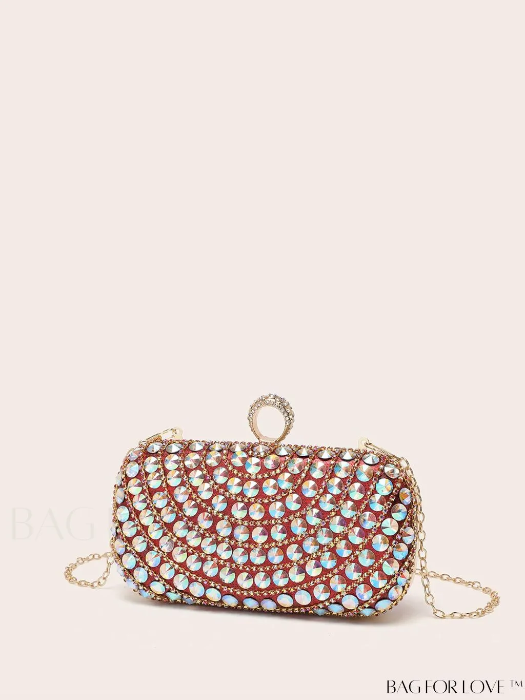 BagForLove - Compact Rhinestone-Embellished Evening Bag Featuring Metal Chain Strap