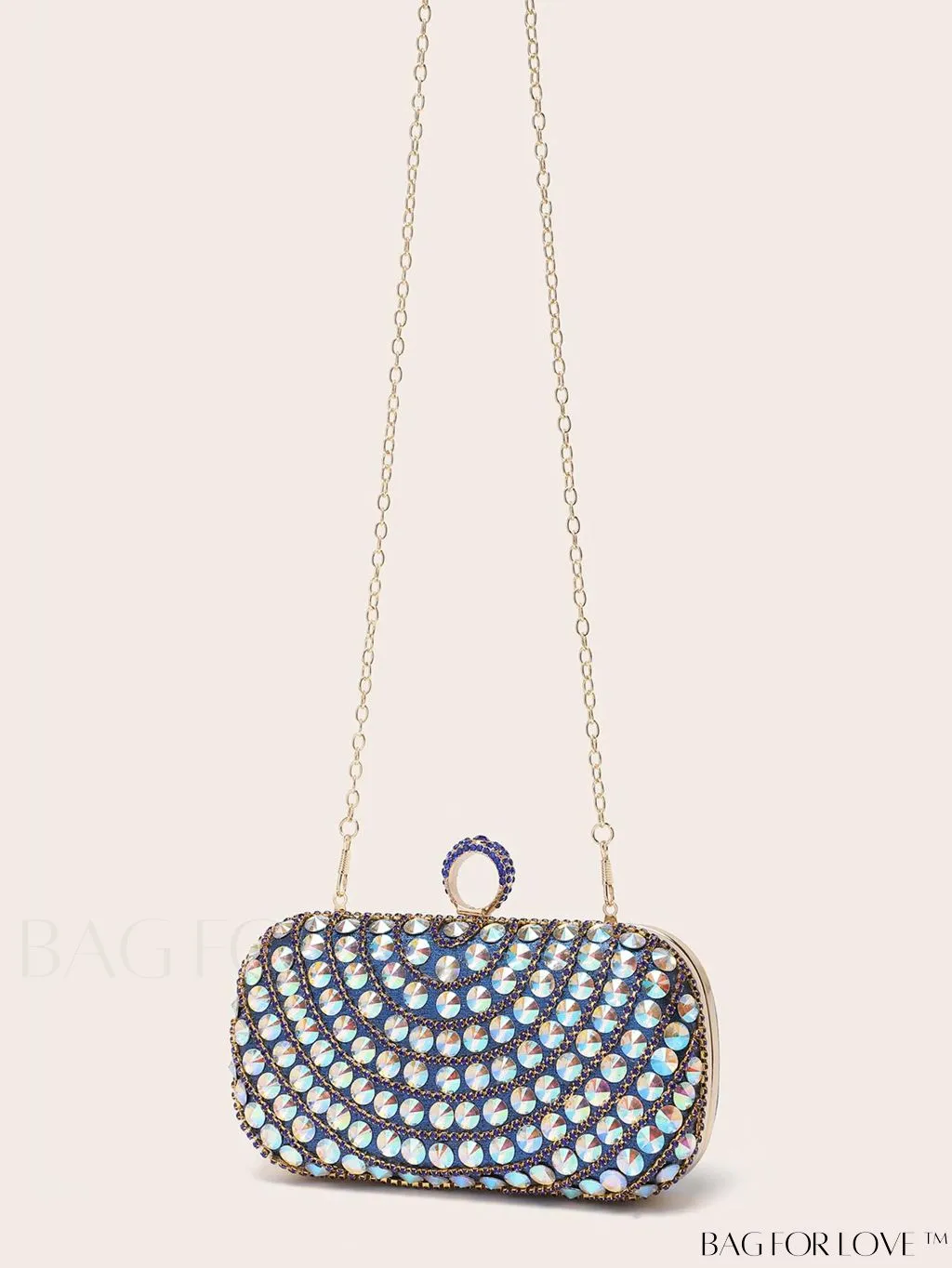 BagForLove - Compact Rhinestone-Embellished Evening Bag Featuring Metal Chain Strap