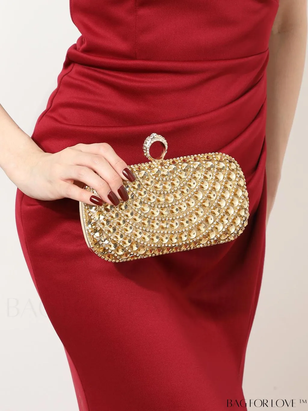 BagForLove - Compact Rhinestone-Embellished Evening Bag Featuring Metal Chain Strap