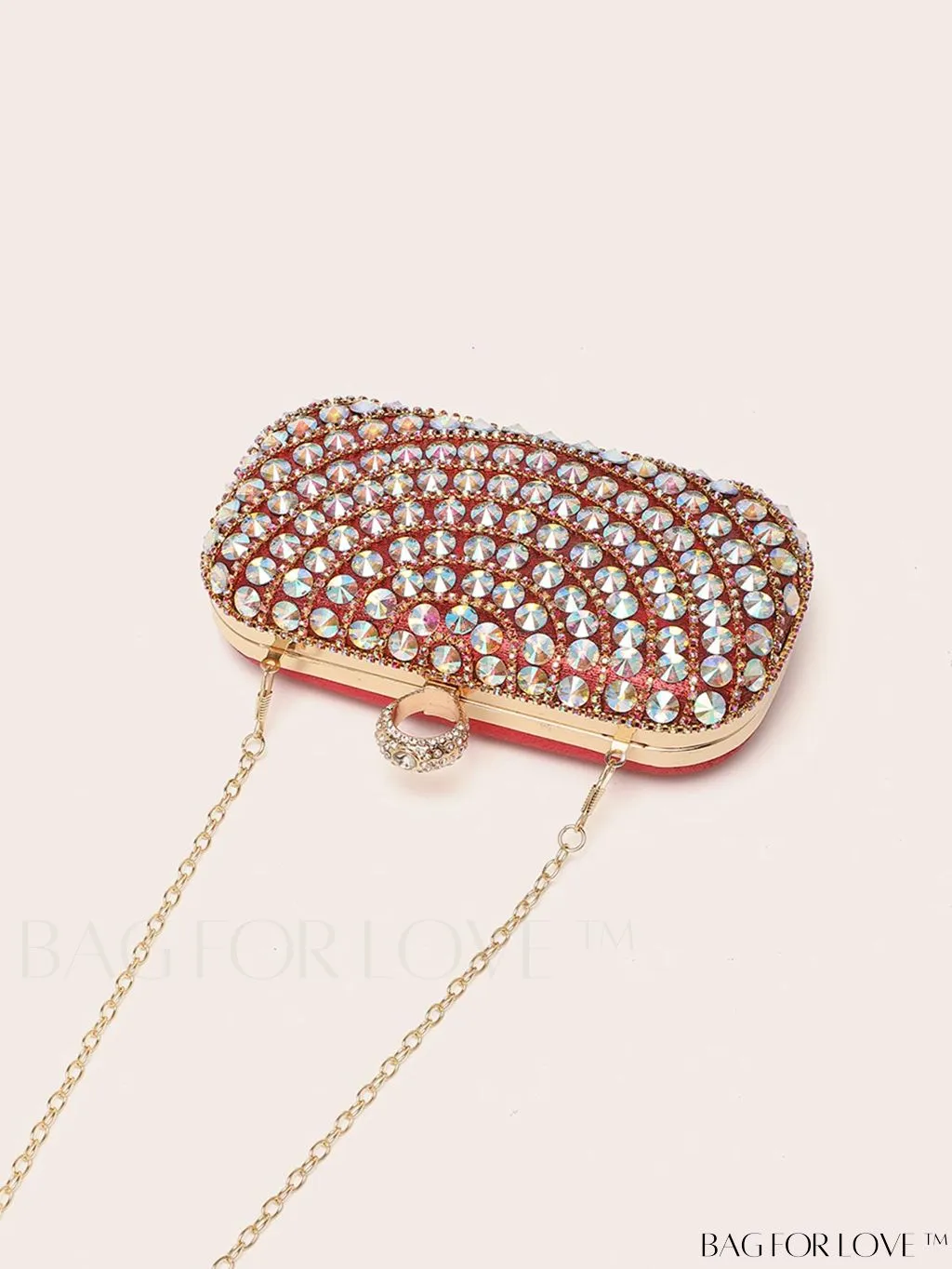 BagForLove - Compact Rhinestone-Embellished Evening Bag Featuring Metal Chain Strap
