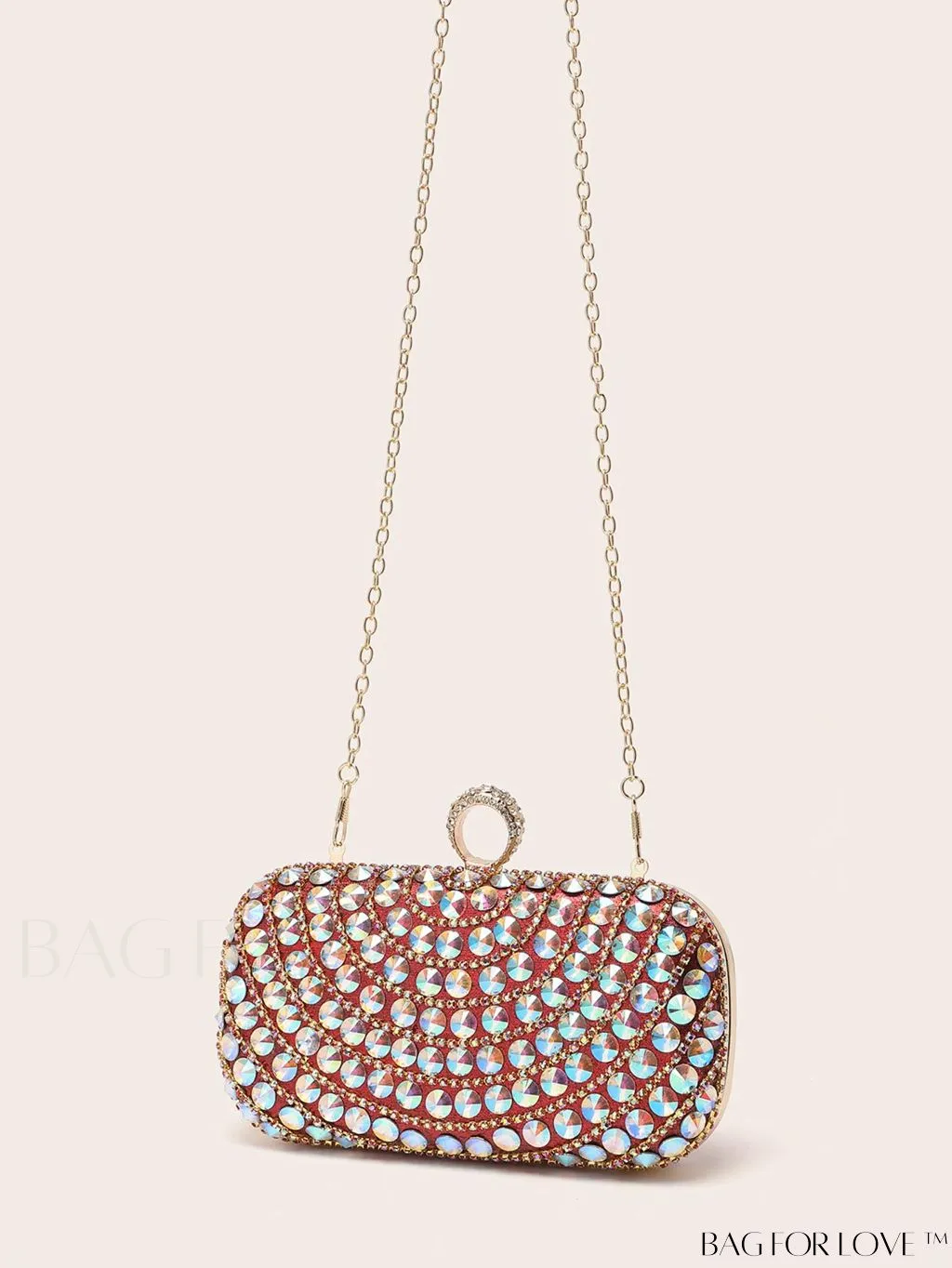 BagForLove - Compact Rhinestone-Embellished Evening Bag Featuring Metal Chain Strap