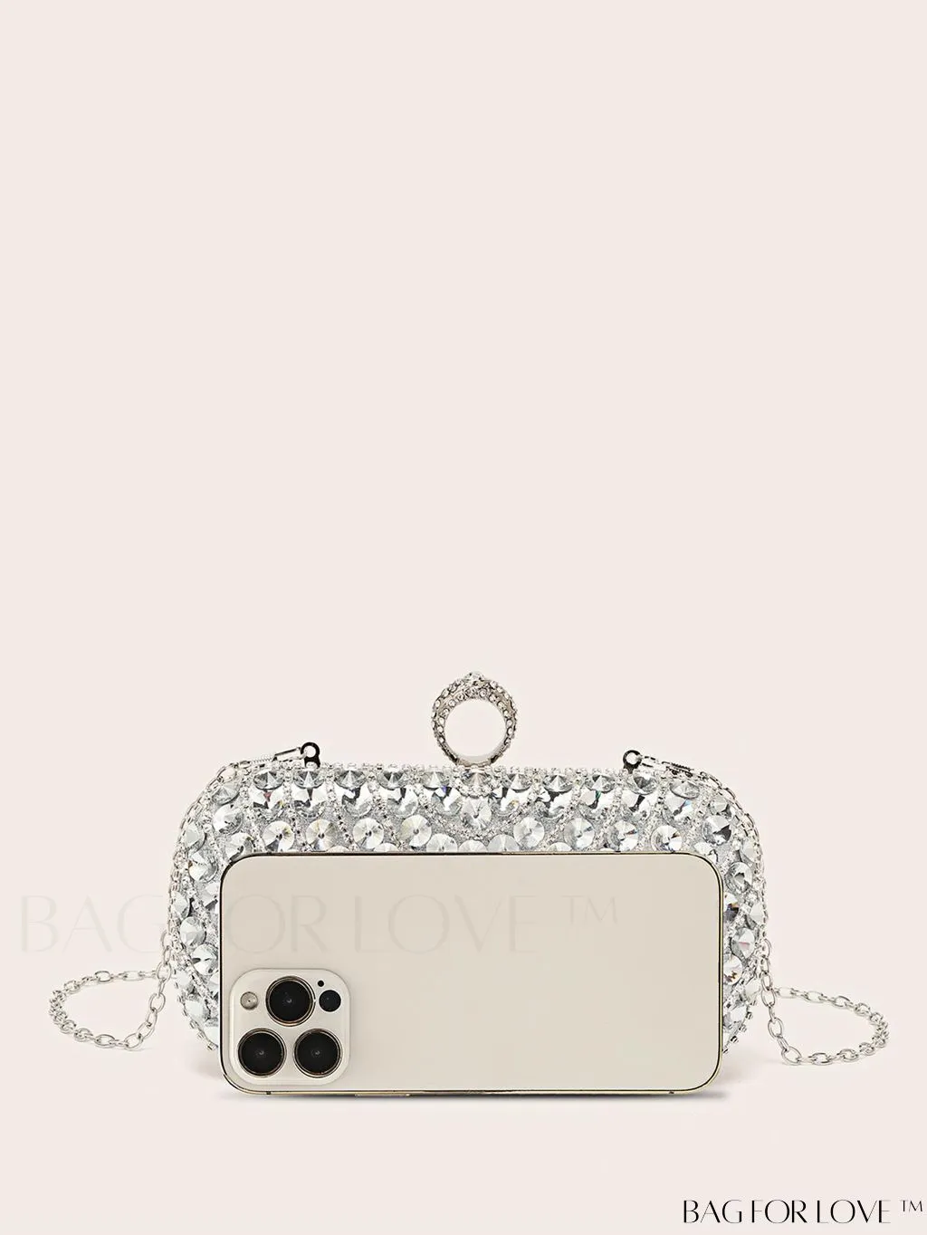 BagForLove - Compact Rhinestone-Embellished Evening Bag Featuring Metal Chain Strap