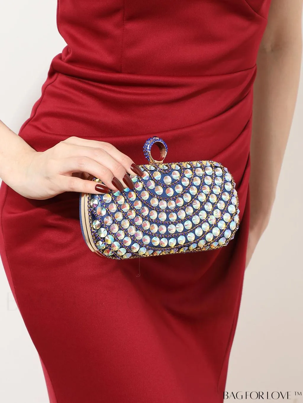 BagForLove - Compact Rhinestone-Embellished Evening Bag Featuring Metal Chain Strap