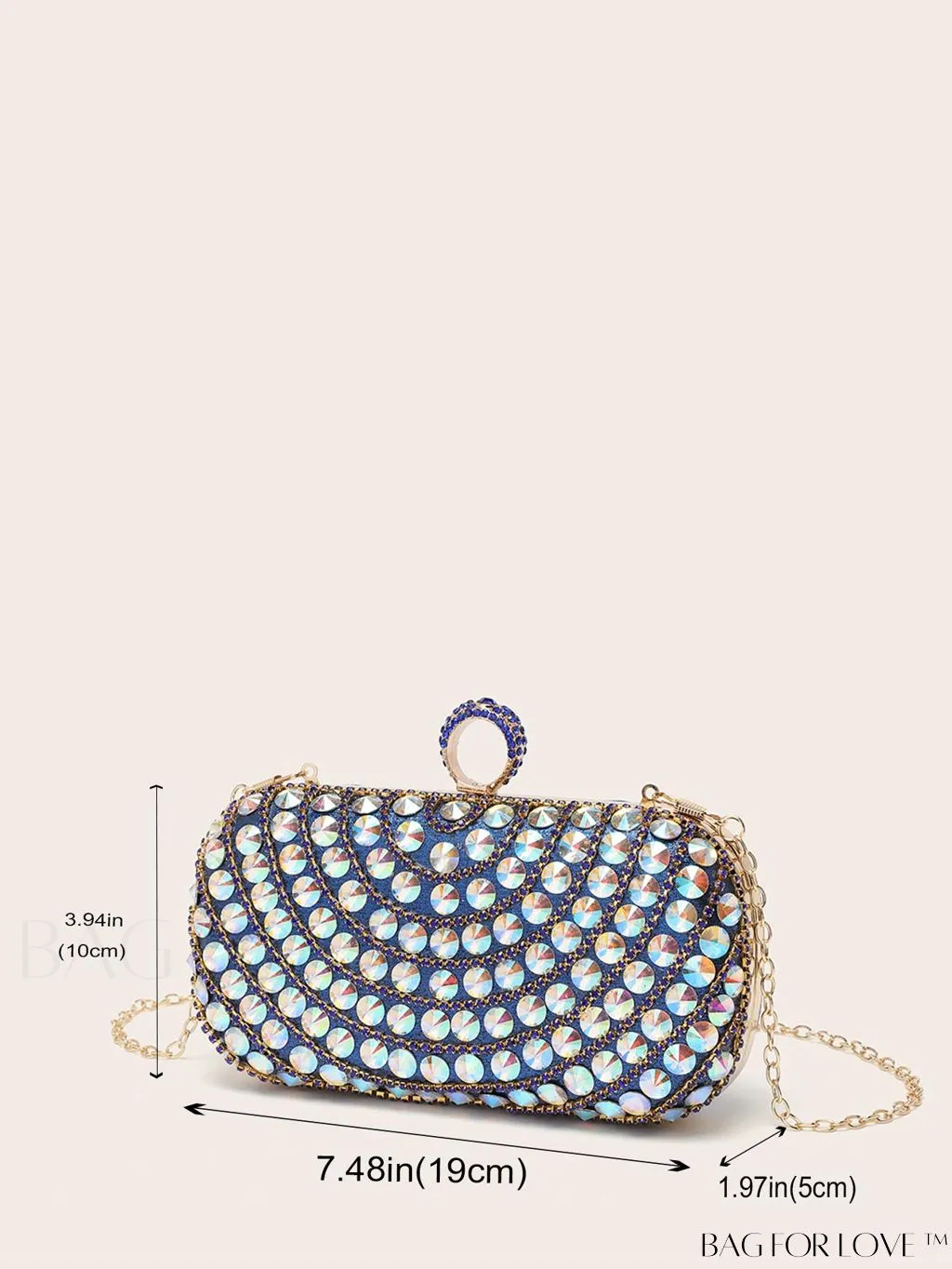 BagForLove - Compact Rhinestone-Embellished Evening Bag Featuring Metal Chain Strap