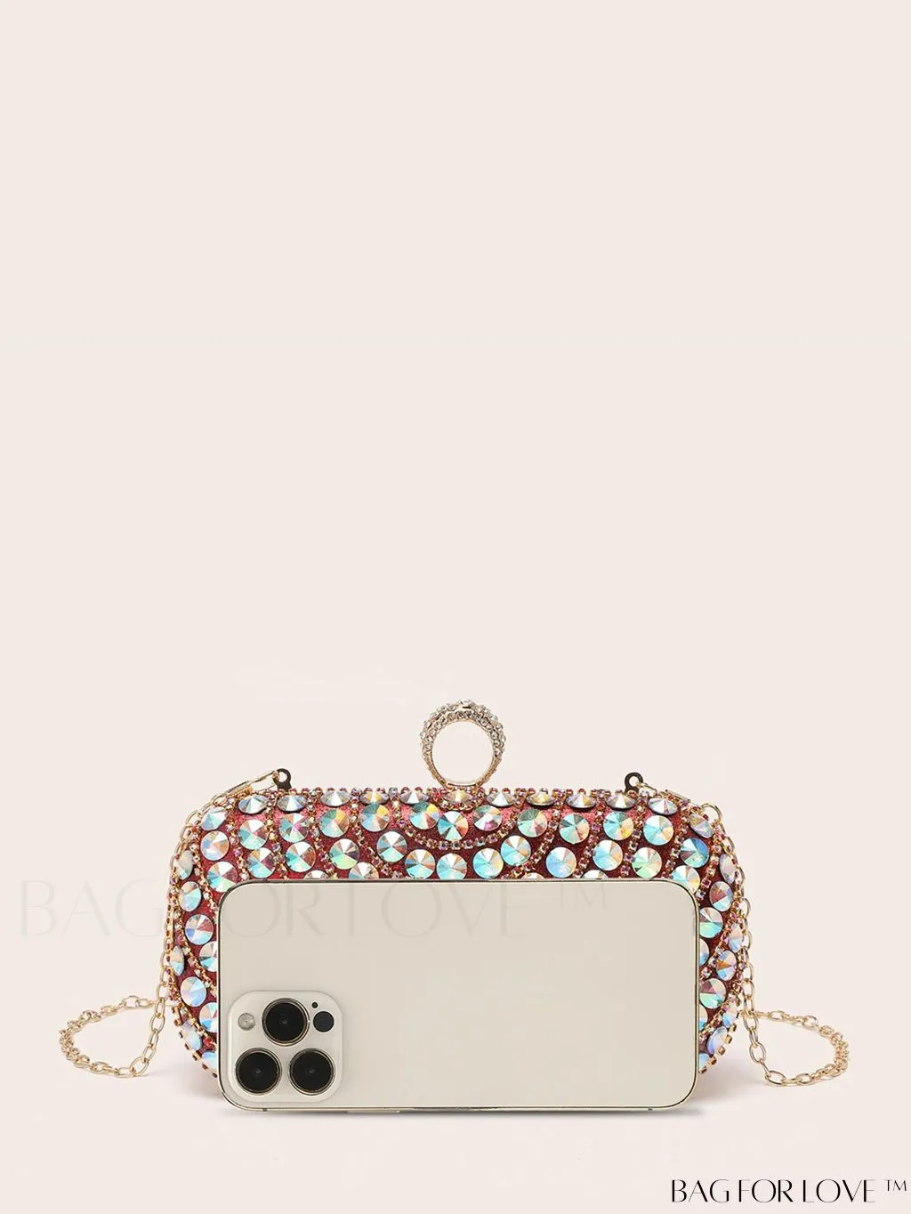 BagForLove - Compact Rhinestone-Embellished Evening Bag Featuring Metal Chain Strap