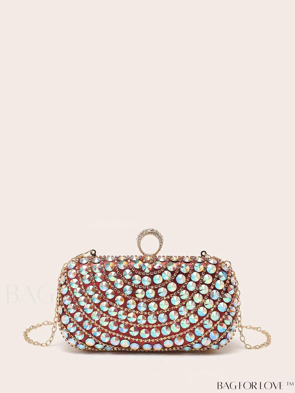 BagForLove - Compact Rhinestone-Embellished Evening Bag Featuring Metal Chain Strap