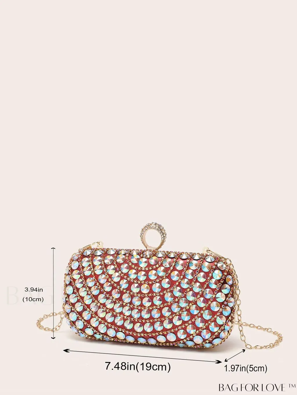 BagForLove - Compact Rhinestone-Embellished Evening Bag Featuring Metal Chain Strap