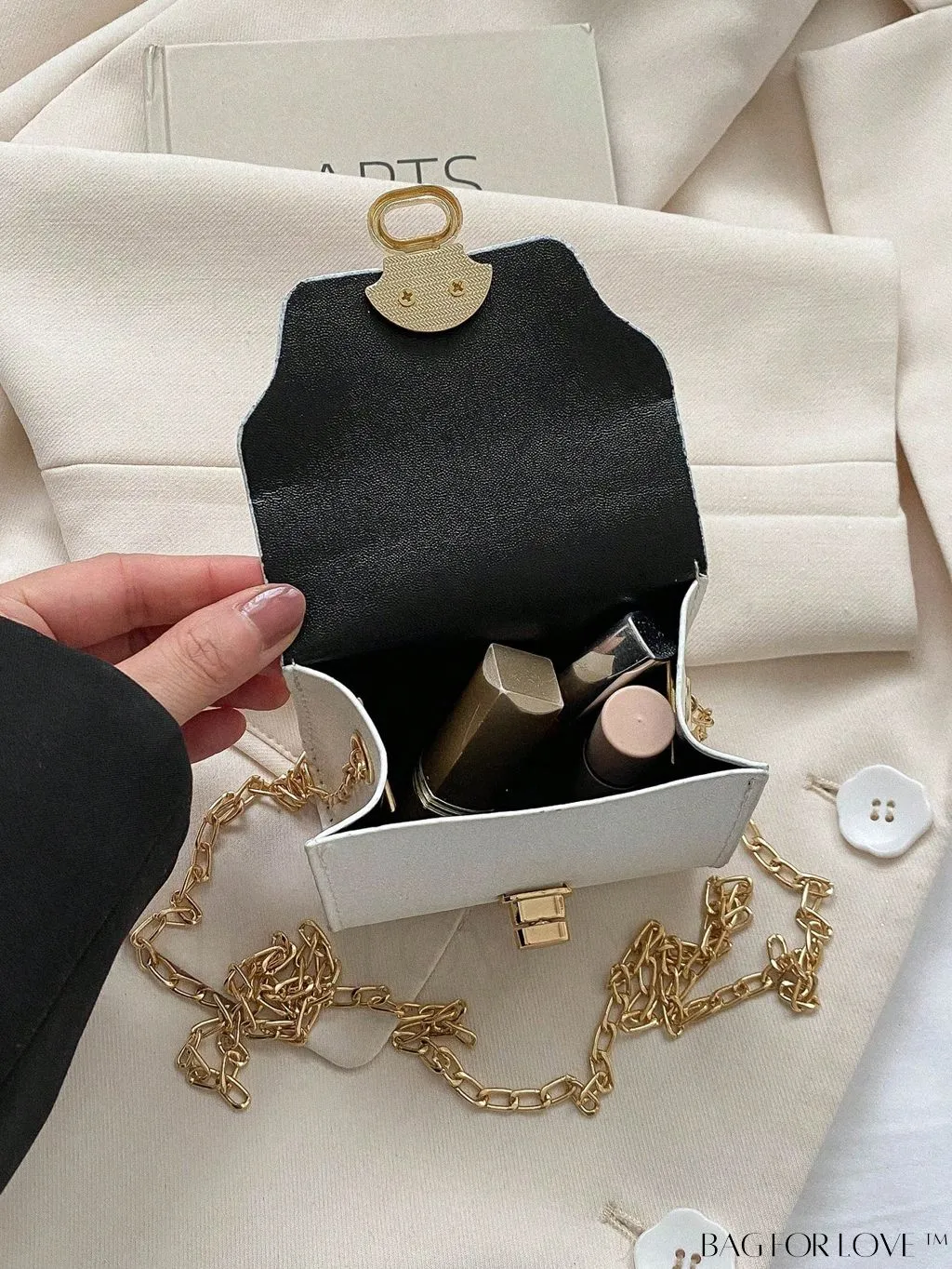 BagForLove - Compact Square Bag with Chain Strap and Twist Lock
