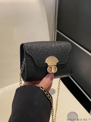 BagForLove - Compact Square Bag with Metal Decor and Turn Lock Closure