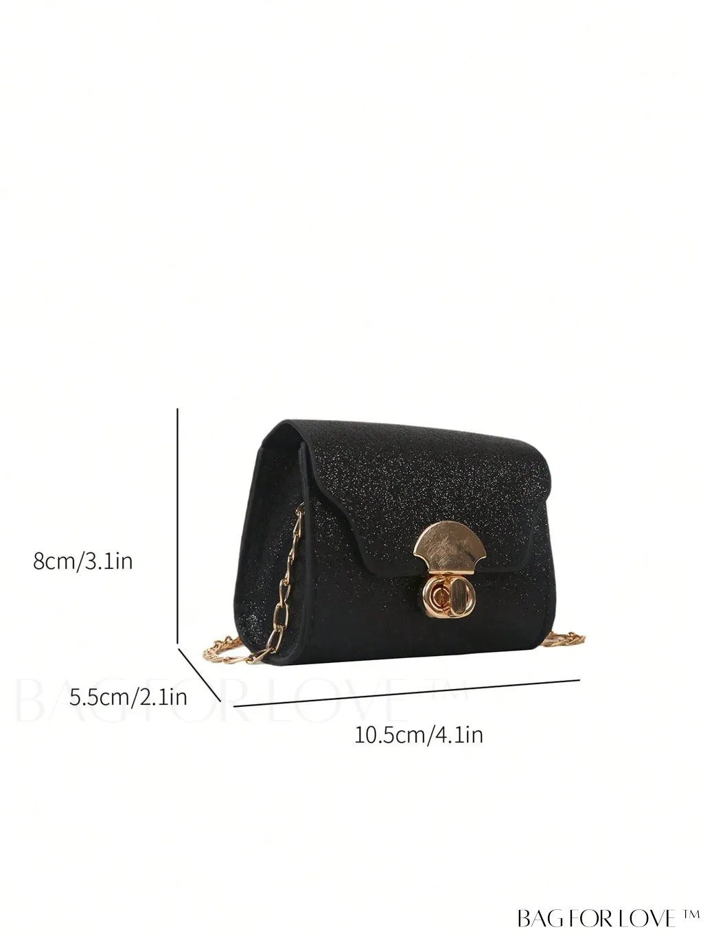 BagForLove - Compact Square Bag with Metal Decor and Turn Lock Closure