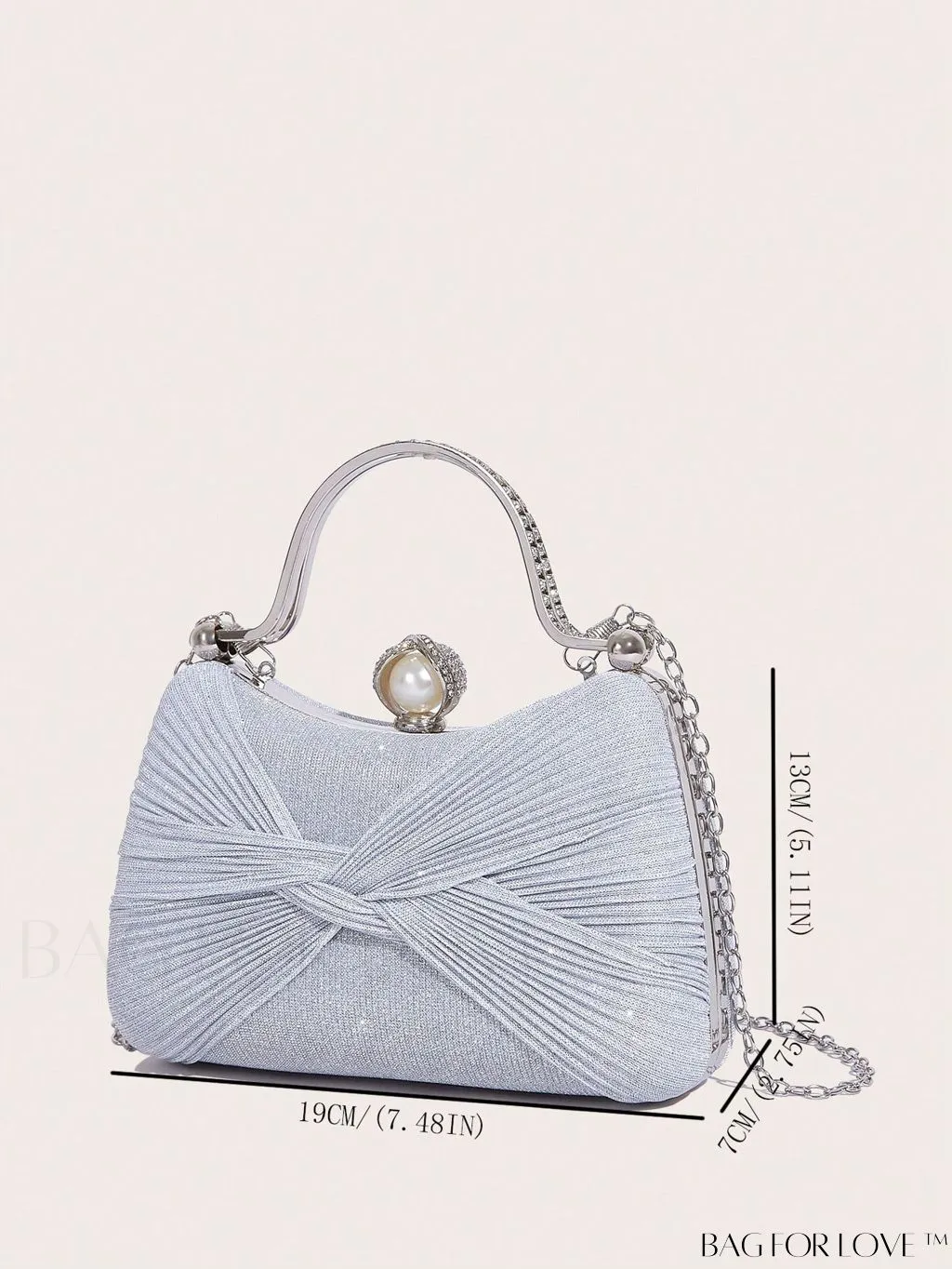 BagForLove - Ruched Rhinestone Box Bag with Twist Design - Compact and Elegant