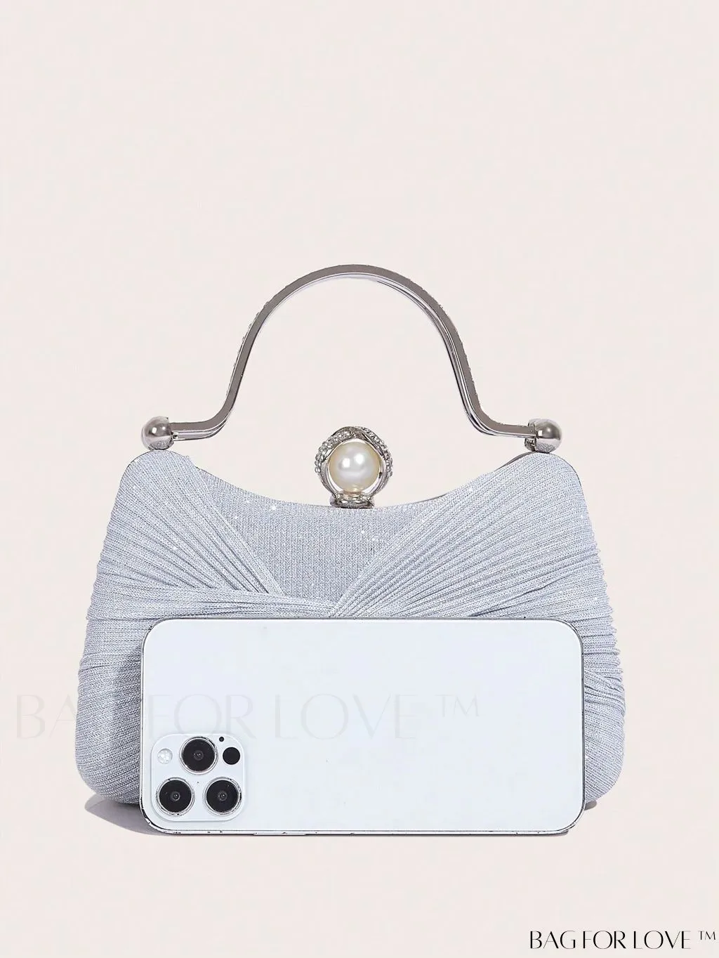 BagForLove - Ruched Rhinestone Box Bag with Twist Design - Compact and Elegant