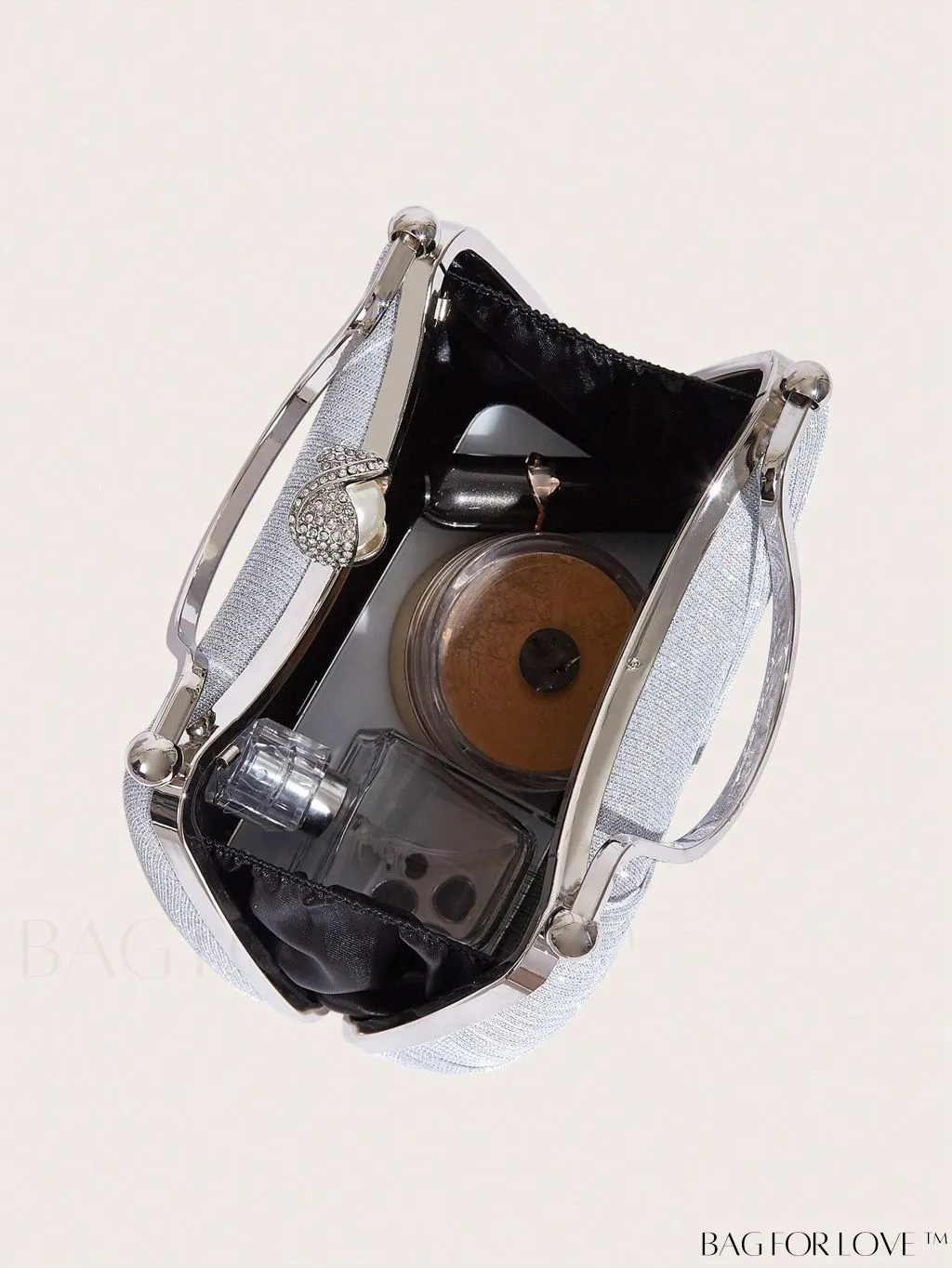 BagForLove - Ruched Rhinestone Box Bag with Twist Design - Compact and Elegant