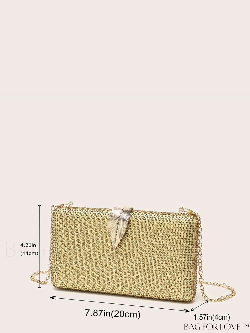 BagForLove - Stylish Rhinestone Square Leaf Evening Bag - Compact and Elegant