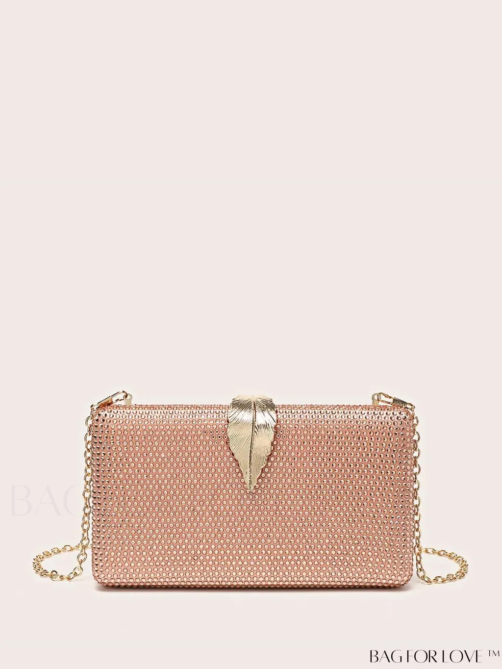 BagForLove - Stylish Rhinestone Square Leaf Evening Bag - Compact and Elegant