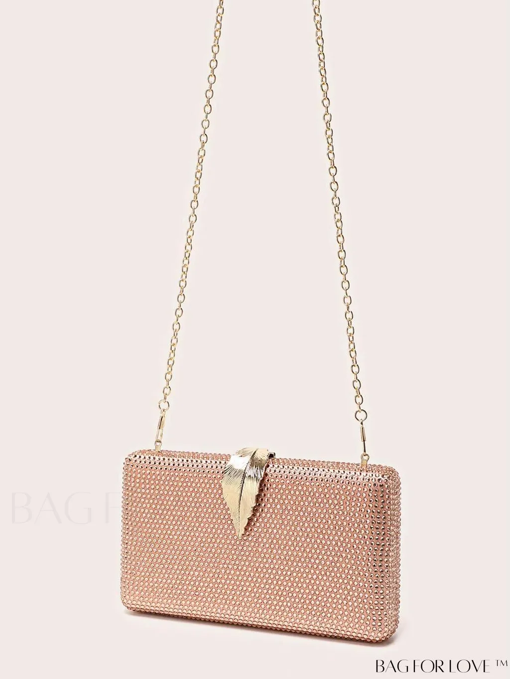 BagForLove - Stylish Rhinestone Square Leaf Evening Bag - Compact and Elegant