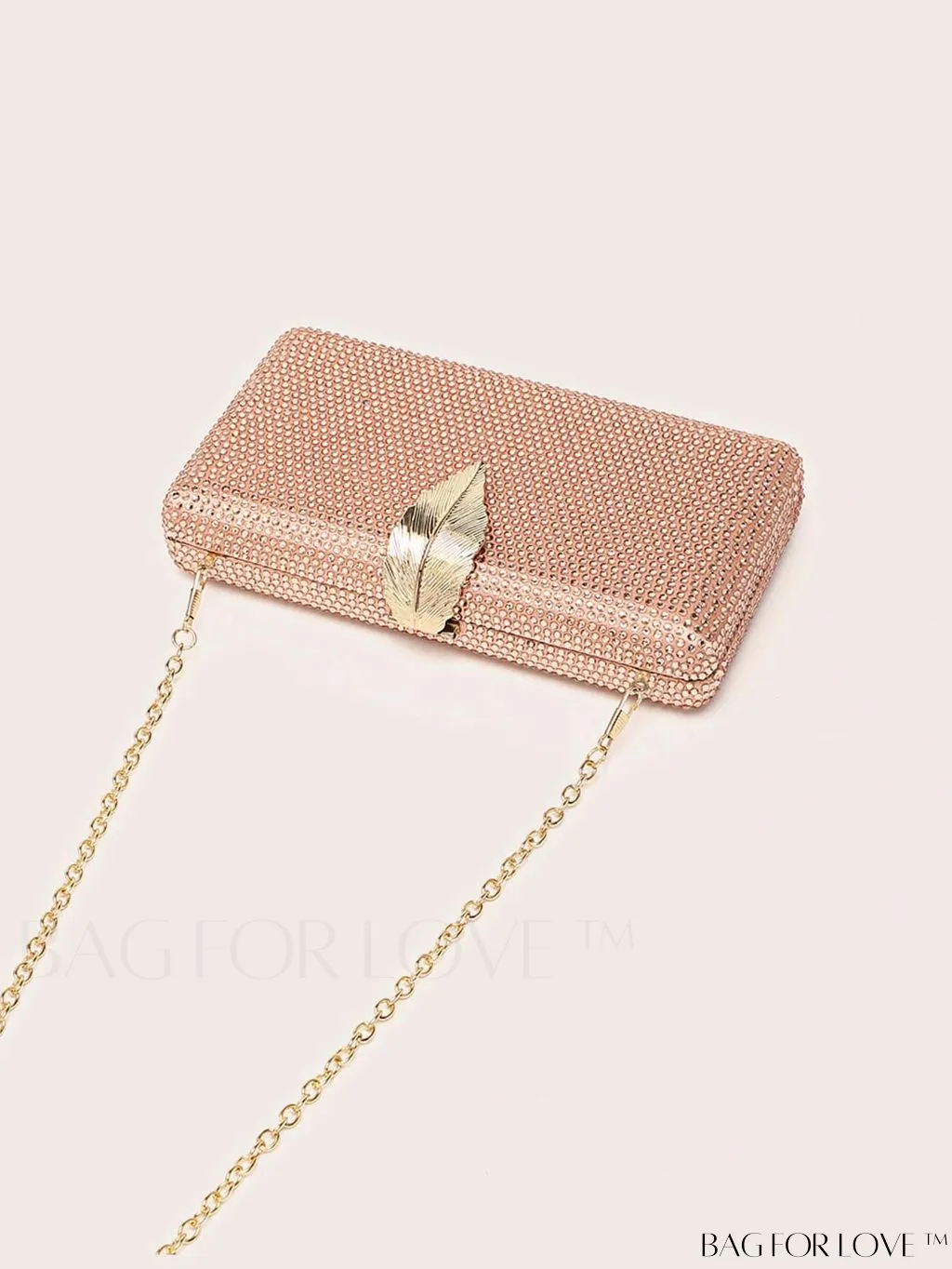 BagForLove - Stylish Rhinestone Square Leaf Evening Bag - Compact and Elegant