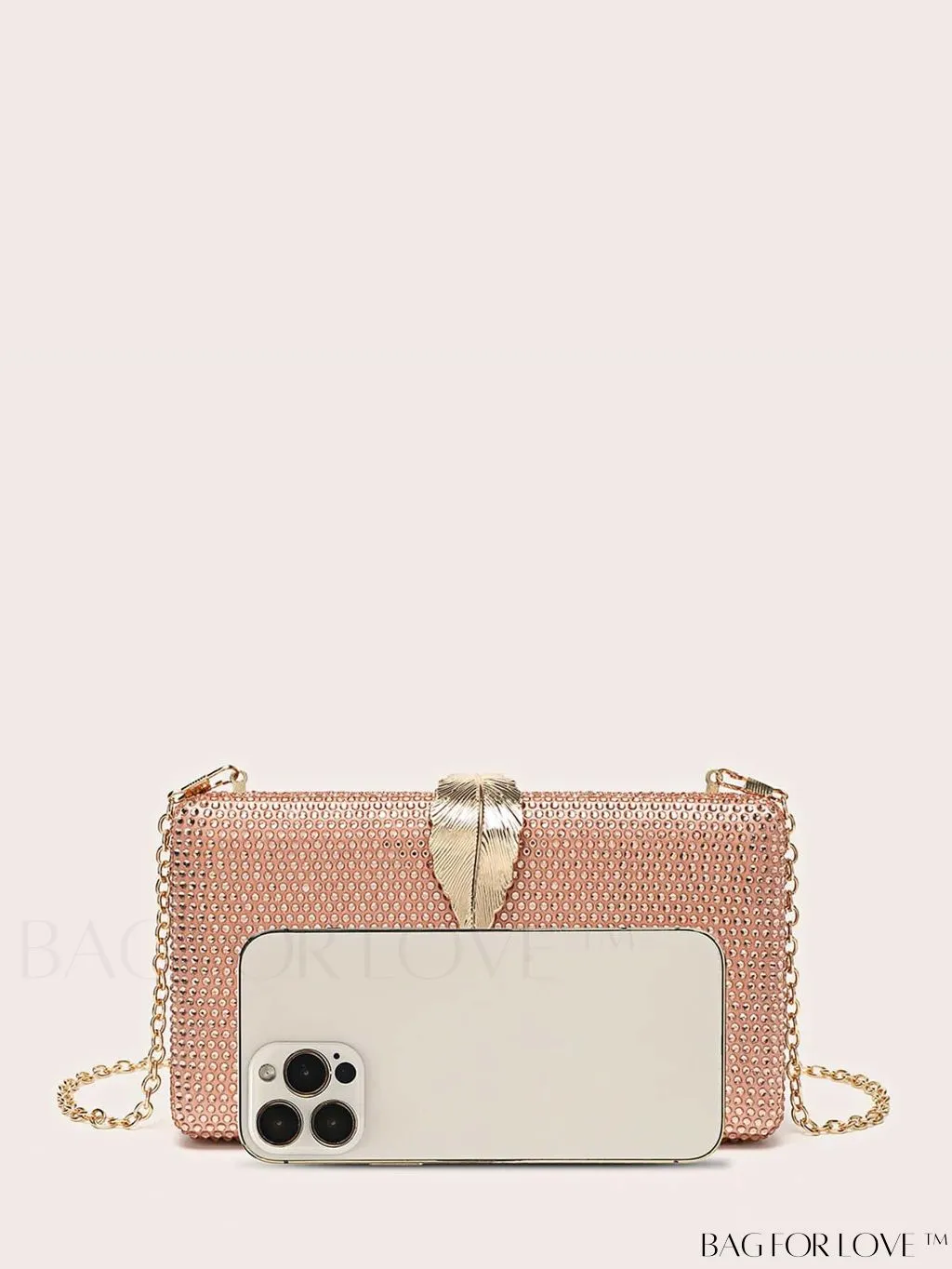 BagForLove - Stylish Rhinestone Square Leaf Evening Bag - Compact and Elegant