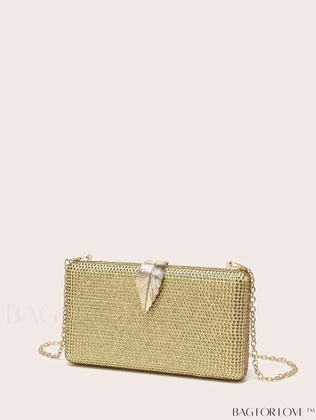BagForLove - Stylish Rhinestone Square Leaf Evening Bag - Compact and Elegant