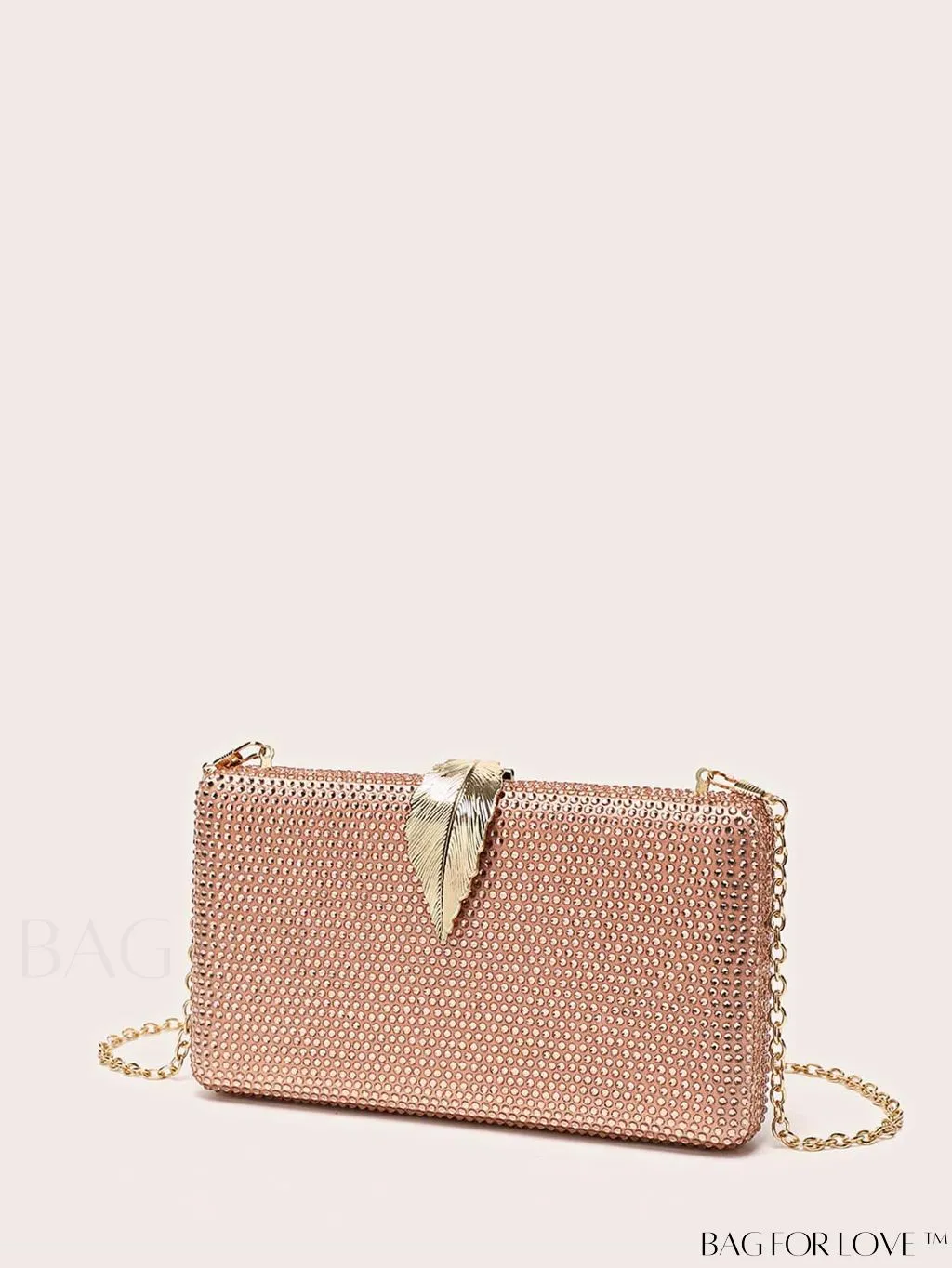 BagForLove - Stylish Rhinestone Square Leaf Evening Bag - Compact and Elegant
